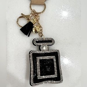 BLACK Bling Perfume Bottle Bag Charm/Keychain-NWT